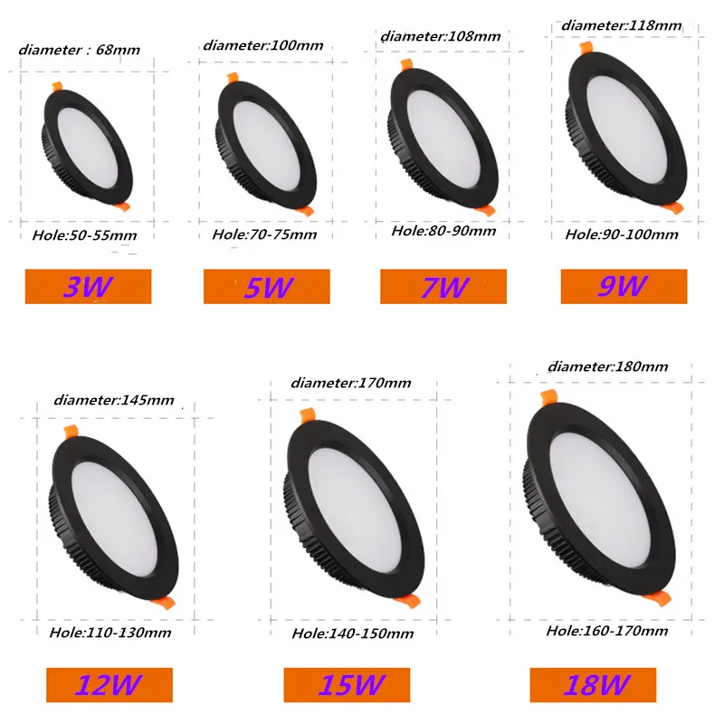 1 dimmable hotel room LED downlight, household ultra-thin fog ceiling light, 3W5W7W9W12W15W18W