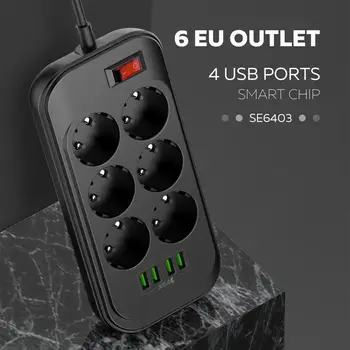 

4 USB Ports Power Sockets Home Use Safety Outlet Power Strip Extension Power Plug For Restaurant Charging Mobile Phone
