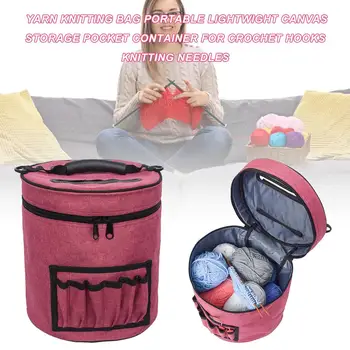 

Yarn Knitting Bag Family Portable Lightwight Canvas Storage Pocket Container For Crochet Hooks Knitting Needles Accessories Bag