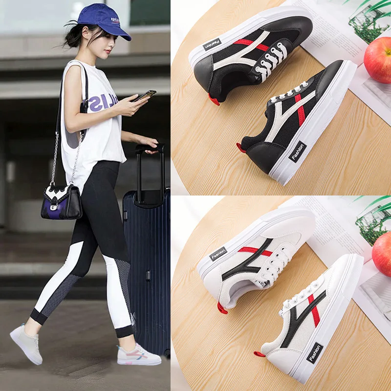 

Lace-up Shoes Women's Autumn 2019 Flat Versatile Korean-style MacBook Students New Style Mesh Viscose Shoes Board Shoes