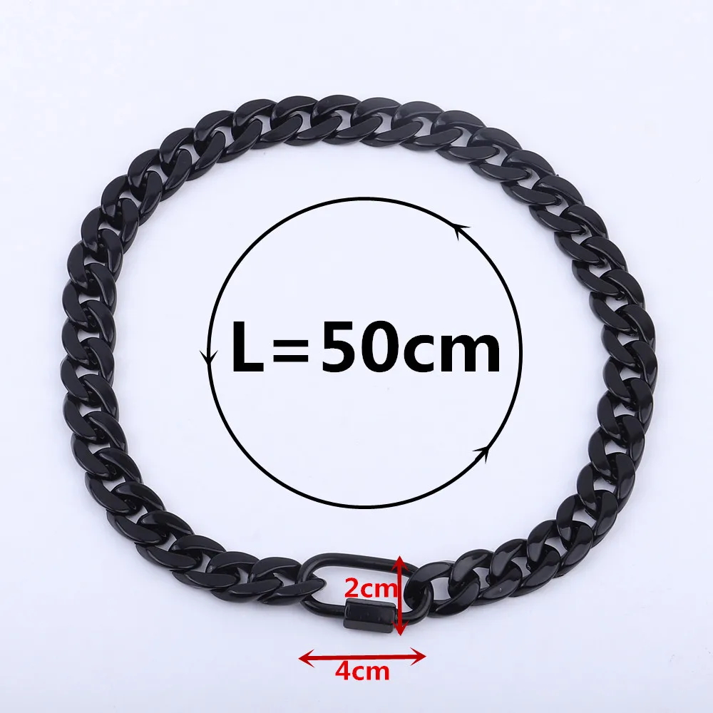 FishSheep New Acrylic Black Chain Lock Pendant Necklace For Men Women Hip Hop Long Chain Buckle Necklace 2021 Fashion Jewelry - Image 2