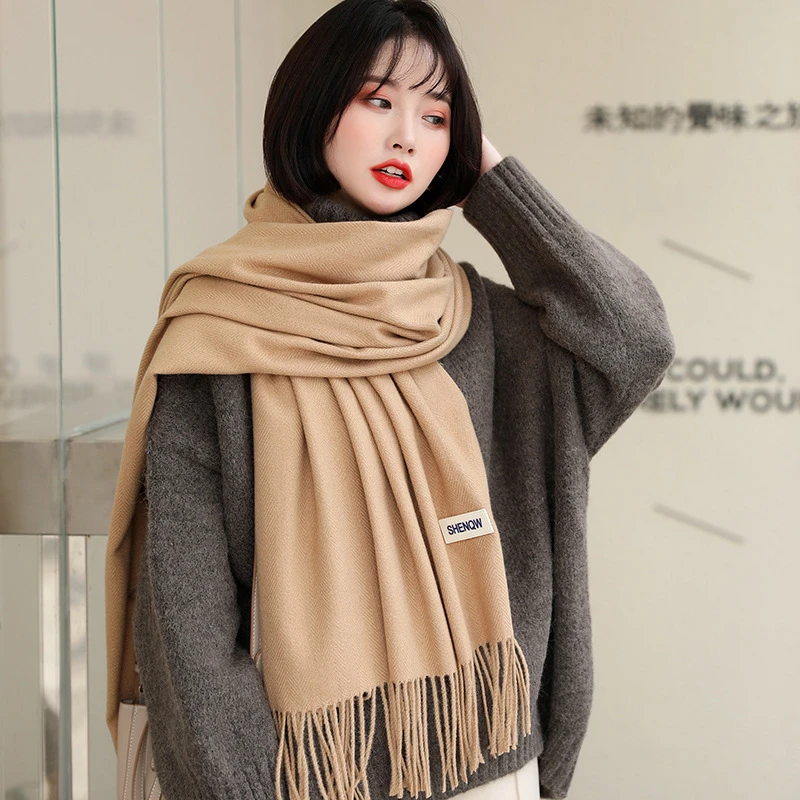 Bufandas puro chal abrigo para mujer Cachemira Artificial cuello largo Otoño Invierno hijab grueso de gran tamaño capa| Bufandas de mujer| - AliExpress