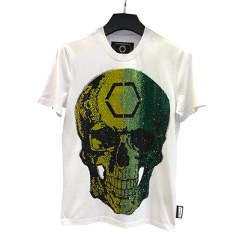 

Starbags PP Original color diamond skull logo round neck short sleeve white men's T-shirt aggressive counter quality punk shirt