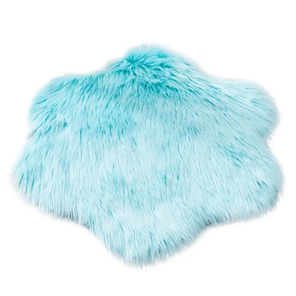 Tapetes Wool Imitation Sheepskin Rugs Faux Fur Non Slip Bedroom Shaggy Carpet Mats#2O21 - Цвет: Blue