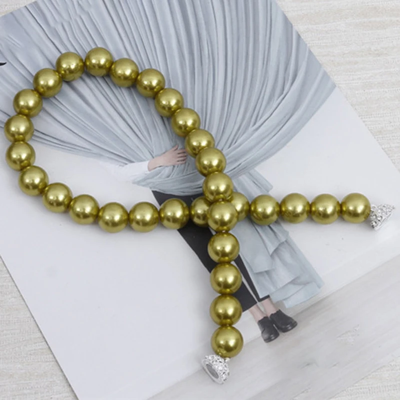 Simple Modern Buckle Holder Pearl Beads Window Strap Magnetic Curtain Tieback AU - Цвет: Army Green