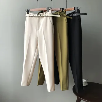 

Casual Pants Women 2020 Spring New Korean Harem Pencil Pants Show Thin 9Ankle-Length Black Pants Suit Trousers Women OL