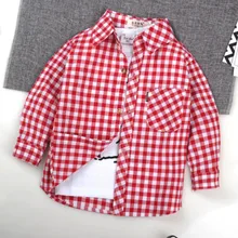 Лидер продаж, рубашки для маленьких мальчиков коллекция года, модные хлопковые топы для мальчиков и девочек, одежда на весну-осень, Клетчатая блузка рубашка для детей, От 1 до 10 лет