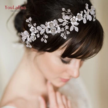 

YouLaPan HP350 Bridal Crystal Headband Flower Women Tiara Design Wedding Hair Accessories Bridal Headpiece Silver Hair Jewelry