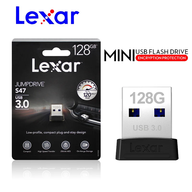 Оригинальный USB флеш накопитель Lexar S47 3 1 дюйма 128 ГБ максимальная скорость чтения
