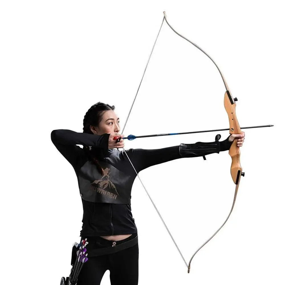 Beginner Practice Bow Archery Recurve Bow Longbow Hunting Takedown Bow 20-40lbs 