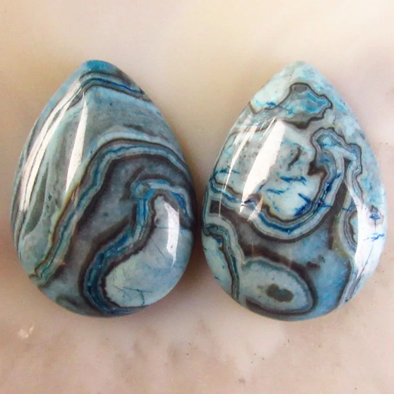 10 шт./лот) синий Crazy Agates кабошон Кабо Кабошон 25x18x6 мм D20191021