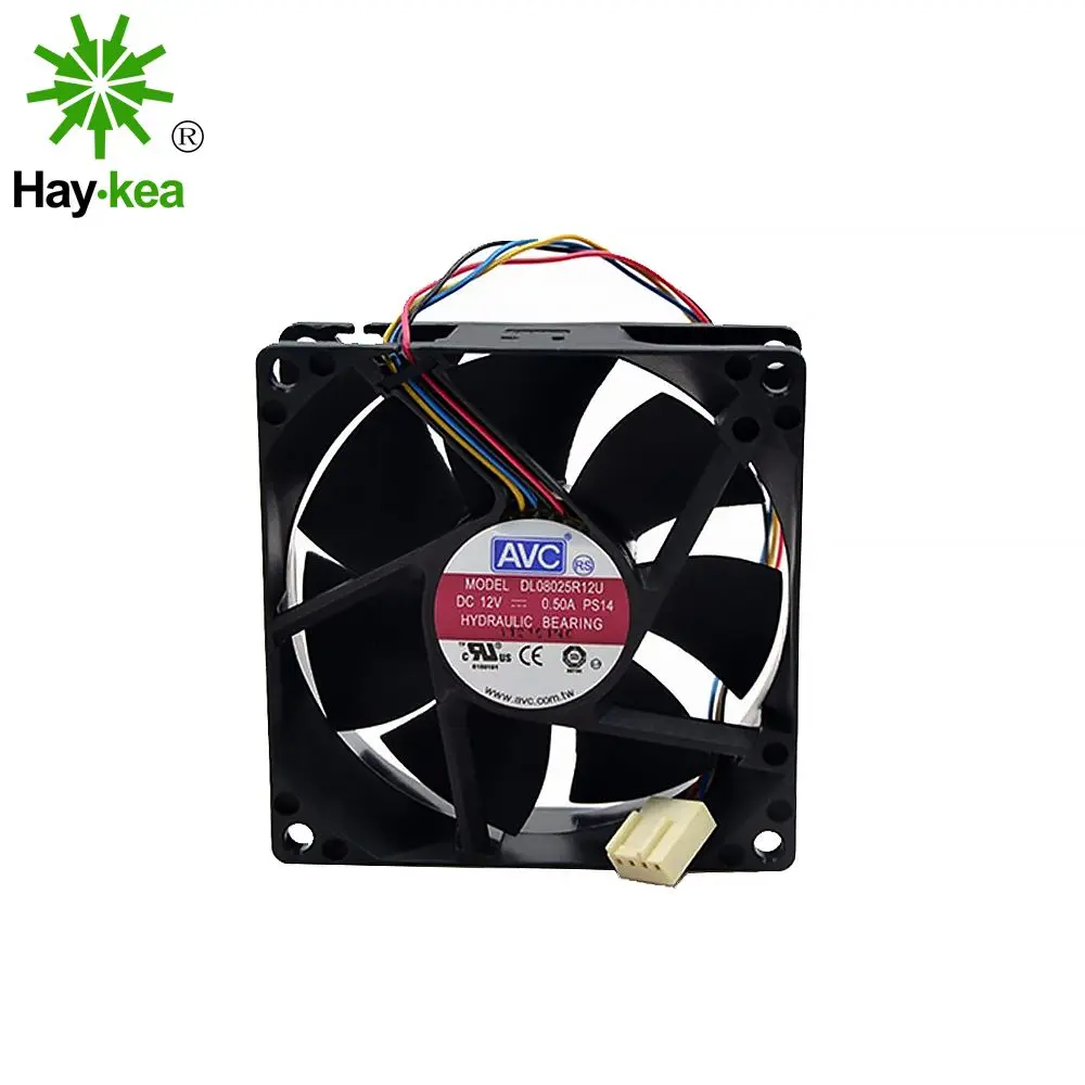 For AVC 4Wire 8025 80mm x 80mm x 25mm DL08025R12U Hydraulic Bearing PWM Cooler Cooling Fan 1
