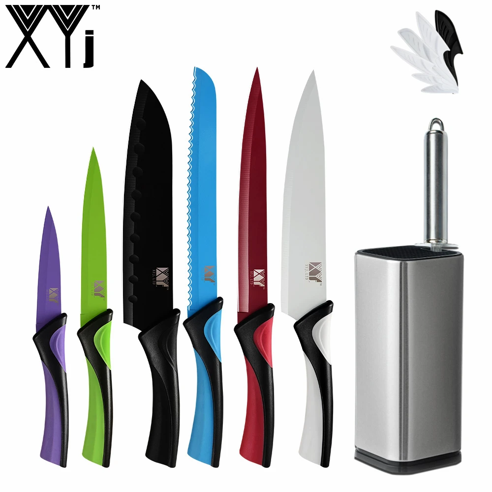 XYj 8pcs Cooking Kitchen Knives Set Stainless Steel Sharp Blade Plastic