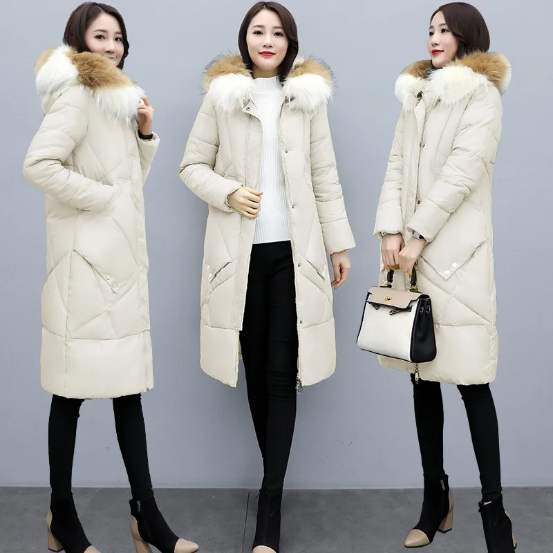 

Cotton-padded Clothes Women's Mid-length 2019 Autumn & Winter New Style Korean-style Loose-Fit Versatile Large Fur Collar Hooded