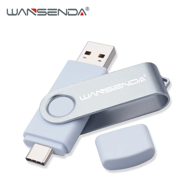 New WANSENDA USB 3.0 TYPE C USB Flash Drive OTG Pen Drive 512GB 256GB 128GB 64GB 32GB 16GB USB Stick 2 in 1 High Speed Pendrive white