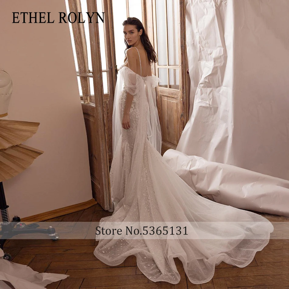 ETHEL ROLYN Abito da sposa a sirena Elegante abito da sposa lucido con perline e spalline ricamate senza schienale - Image 2