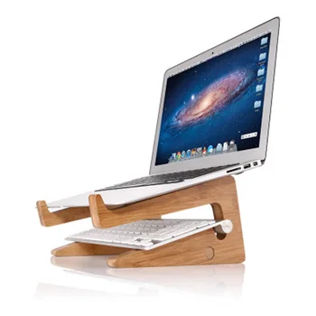 

Newly Laptops Stand Bamboo Notebook Holder Multifunctional Desktop Heat Dissipation Vertical Wooden Storage Rack for Home Office