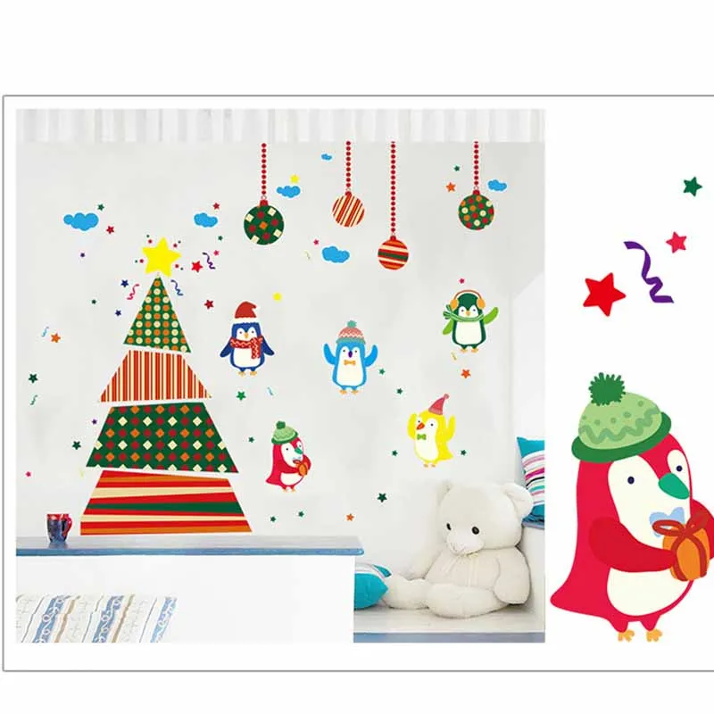 Christmas Decorations For Home New Year Living Room Glass Window Background Decorative Stickers