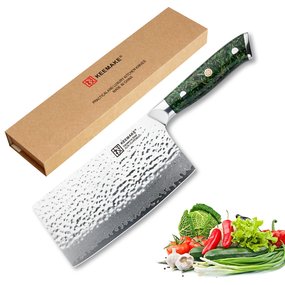 KEEMAKE 7-дюймовый мясницкий нож дамасское зеркальное лезвие из стали кухонные ножи