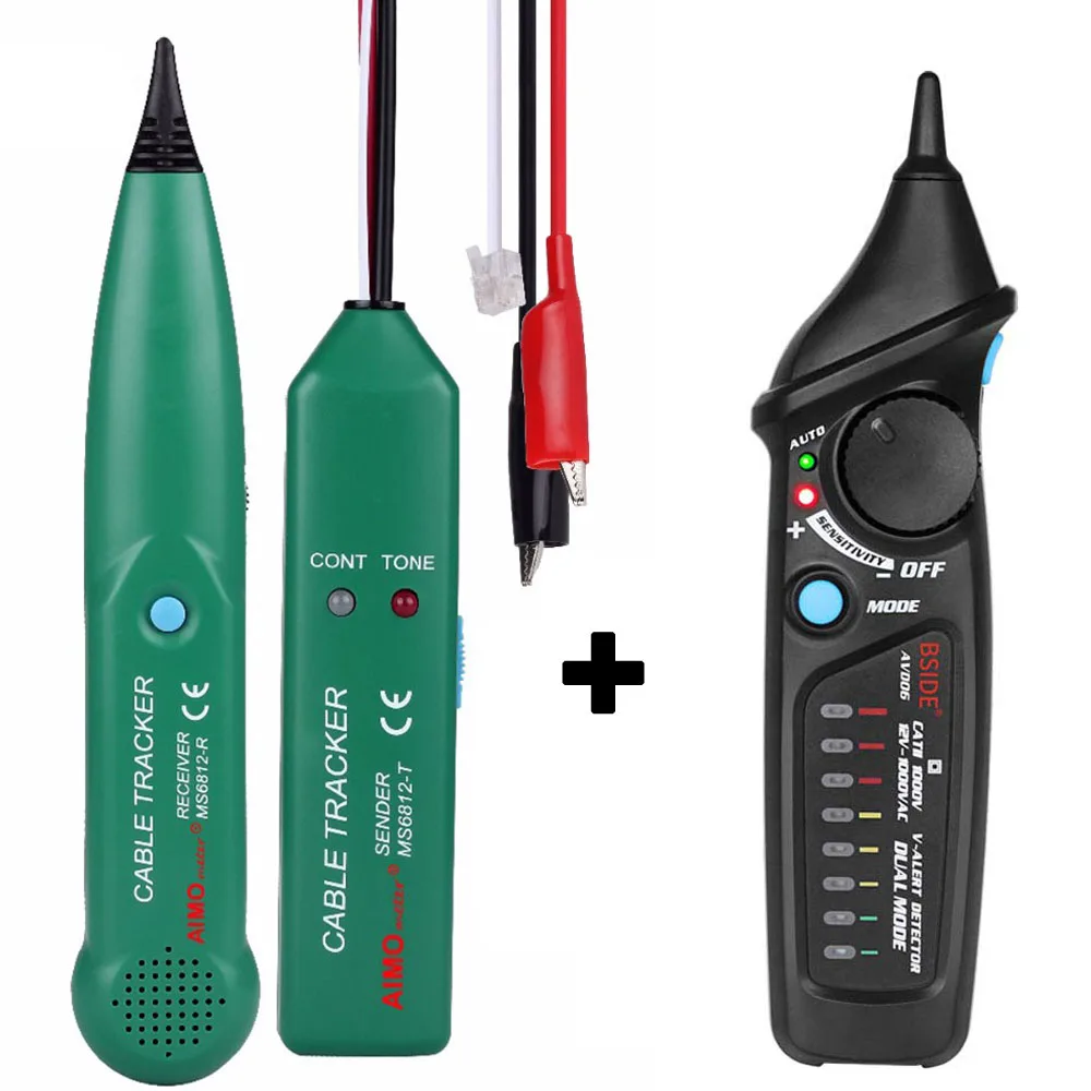 Профессиональный линейный детектор AIMOmeter MS6812 LAN Сетевой кабель тестер телефонный провод трекер Tracer с AVD06 детектор напряжения