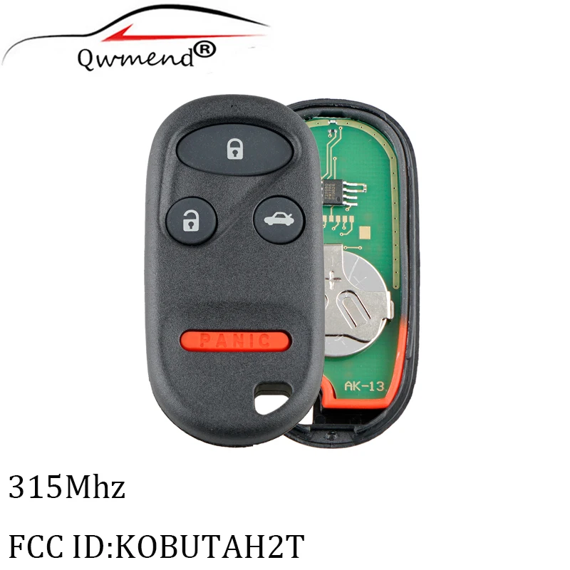 QWMEND 4 кнопки дистанционного ключа KOBUTAH2T для Honda Accord сигнализации 1998 1999 2000 2001 2002 2003 315 МГц передатчик бесключевого доступа ключ