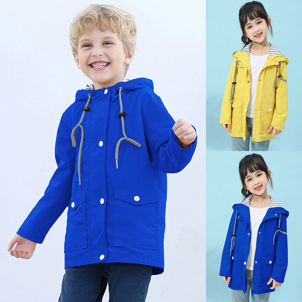 Детская одежда куртка для мальчиков на весну и осень с капюшоном Весенняя