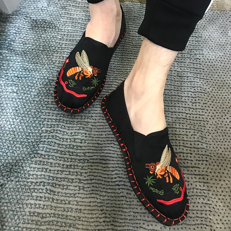 

Harajuku Women Espadrilles Loafers Light Hard-Wearing Rubber Canvas Spring Fashion Men Flats Shoes Man Canvas Embroider Shoes