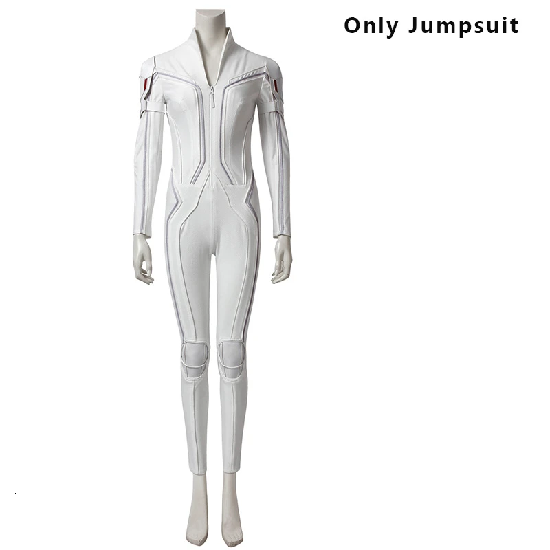 Only jumpsuit Marvel черный костюм вдовы Наташа романофф Косплей взрослых Хэллоуин костюмы для женщин Белый Необычные комбинезон кобура сапоги на заказ - Цвет: Only jumpsuit