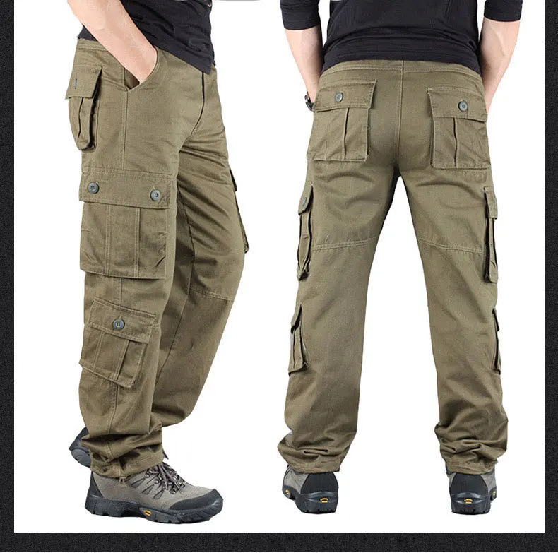 Мужские брюки карго, мужские повседневные брюки с несколькими карманами, военные тактические брюки, мужская верхняя одежда, прямые брюки, длинные брюки, большие размеры 42-44
