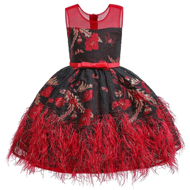 

Birthday Dress Girls Elegant Princess Dress Foral Wedding Evening Gown Lace Tassel Dresses Party Children Clothing Vestidos