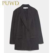 PUWD осенний женский полосатый двубортный шерстяной пиджак