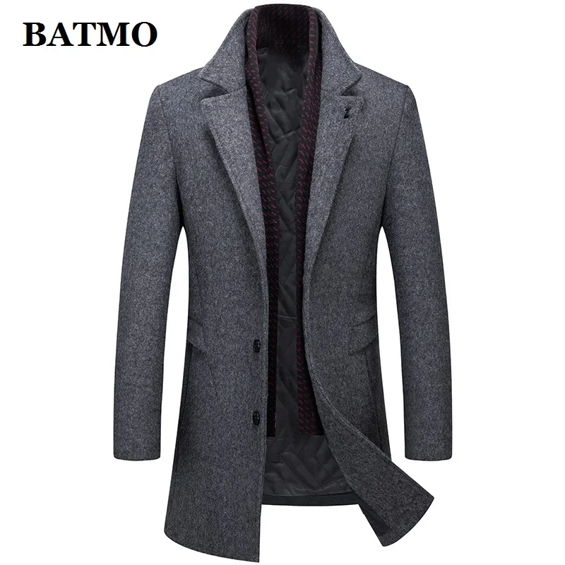 BATMO Новое поступление зимнее шерстяное толстое пальто для мужчин, мужские повседневные шерстяные куртки 9878