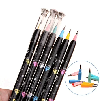 4pcs Non-sharpening Pencils Diamond Pen Cap HB Lead Students Writing Pens School Stationery Pencil for Kids Office Supplies 1