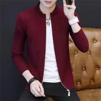 

New arrival spring and autumn style men jacket high quality fashion leisure solid stand collar slim jacket large size M-5XL