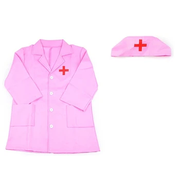 

Children Role Play Costume Dress-Up Set Lab Coat Kit Cosplay for Toddler Scrub Additional Tools,Pink