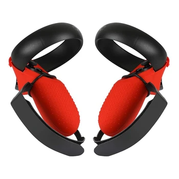 

Controller Grip Cover with Wrist Strap+Thumb Cover for Oculus Quest/Rift S Anti-Throw Handle Protective Suit (Red)