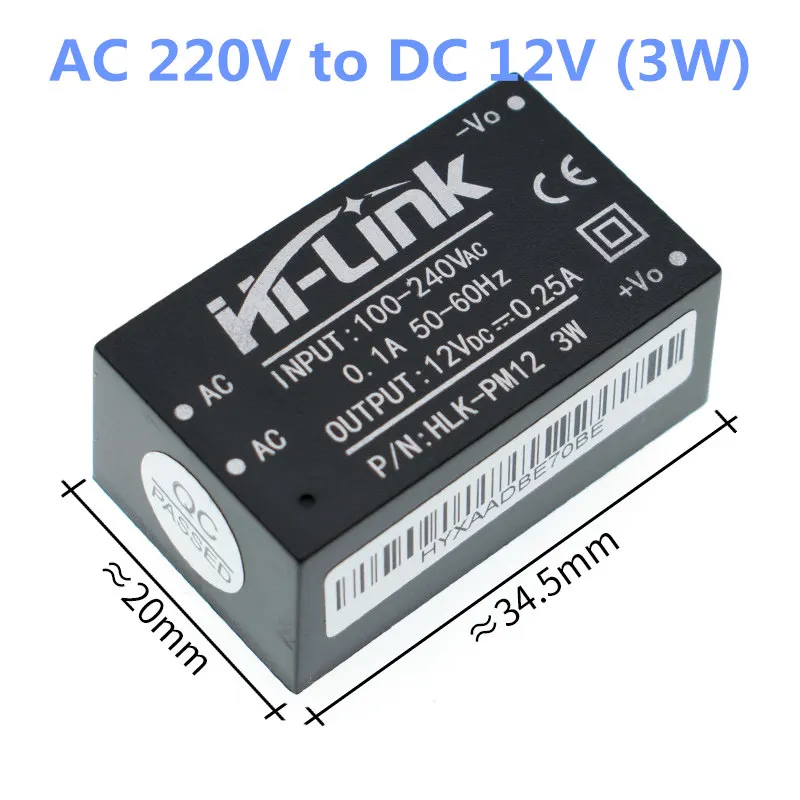 Ультракомпактный модуль питания HLK-PM01 с входным напряжением 100-240V AC и выходным напряжением 5V DC - Цвет: HLK-PM12 (12V)