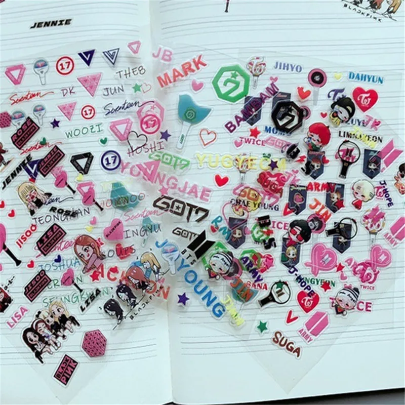 

Waterproof Transparent Stickers Bangtan Boys BLACKPINK GOT7 TWICE SEVENTEEN DIY Q Bullet Stationery Sticker Scrapbooking Decor