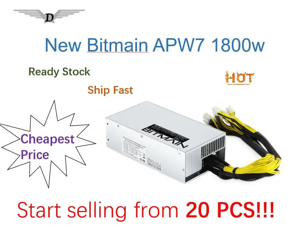 

New Power Supply 1800W APW7 ETH Mining Power Supply for Antminer Bitcoin Mining S7/S9/D3/L3 Bitmain PSU Apw3 awp7 10*6p
