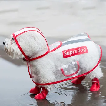 

1pc Waterproof Dog Raincoat with Hood Transparent Reflective Strip Puppy Rain Coat Cloak Costumes For Pet Small Dog Pet Supplies