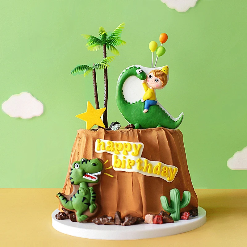 Cake Decor Cartoon Coco Tree Leaf Dinosaur Boy S Birthday Cake Topper Dessert Decoration Cake Decorating Supplies Aliexpress