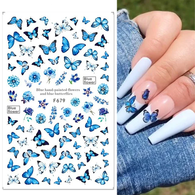 Black White Butterfly 3D Nails Sticker Geometry Decals Flower Gold DIY Decals Designs For Nail Art Manicures Decorations Salon 34