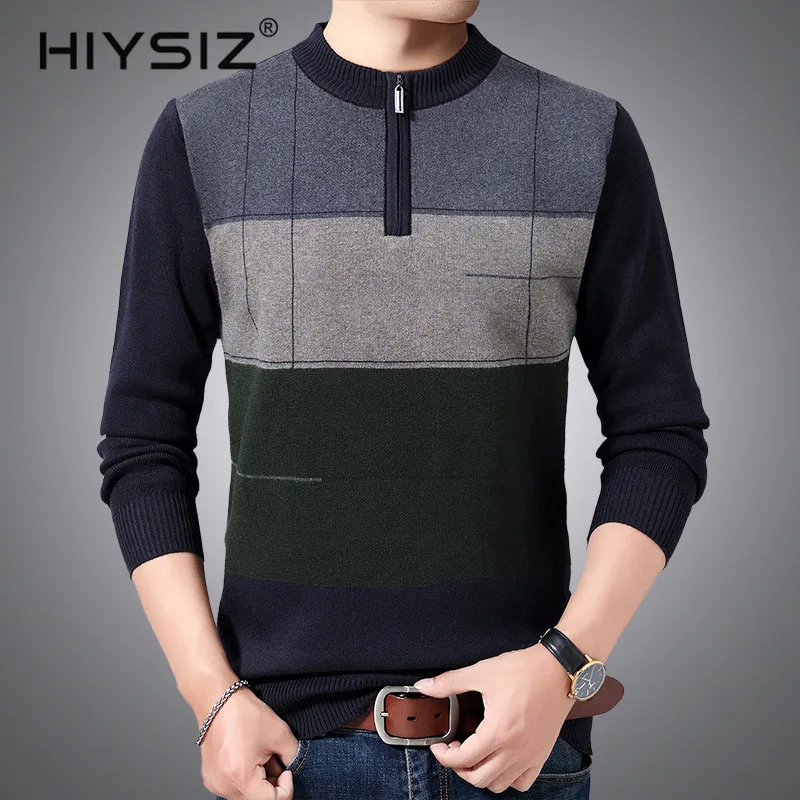 80% OFF HIYSIZ Brand 2019 Streetwear Winter Autumn Knit pull Sweater Men Trend O-Neck Pull Homme Casual Men Stripe Clothes H3019