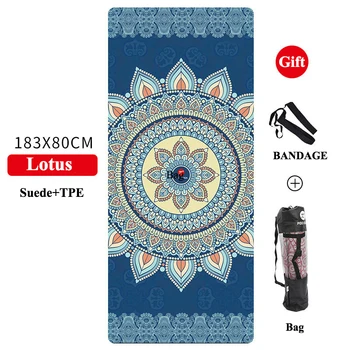 

1830mm*800mm Suede TPE Gym Mats 6mm Thick Non-slip Lotus Print Position Line Exercise Fitness Gymnastic Folding Yoga Mat
