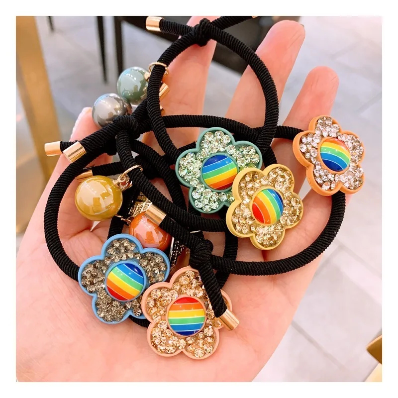 Best New 2019 Customized Czech drilling rainbow flowers with handmade hair rings and leather bands
