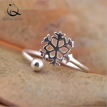 

New Popular Fashion Jewelry 925 Sterling Silver Simple Personality Snowflake Women Simple Gift Exquisite Opening Rings R78