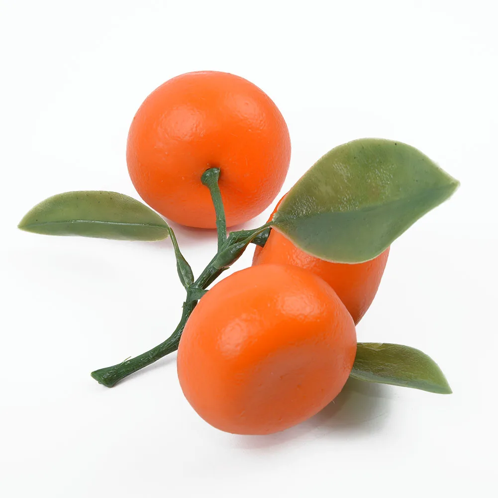 Description Picture 5 of item1 Stem Artificial Fruit Tangerine Decorative Fruit And Vegetables Kitchen Fake Display Food For Home Decor Props