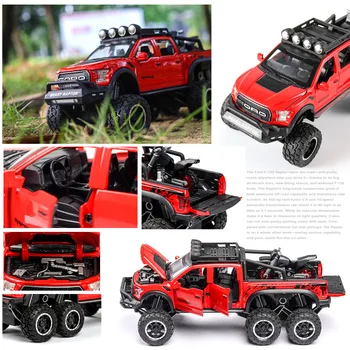 

Simulation 1: 32 Ford Raptor F150 Alloy Toy Car Model with Sound and Light to Open the Door Children's Pull Back Toy