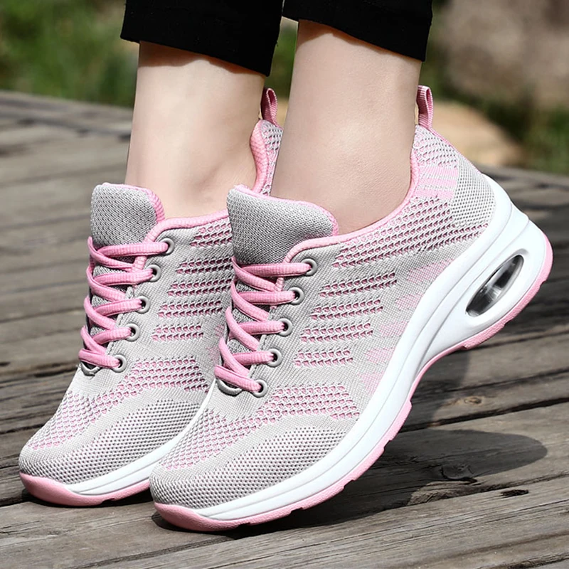 

New Air Cushioning Vulcanize Shoes Women Comfortable Soft Sneakers Lady Breathable Walking Shoes Female Gym Trainers Sneakers