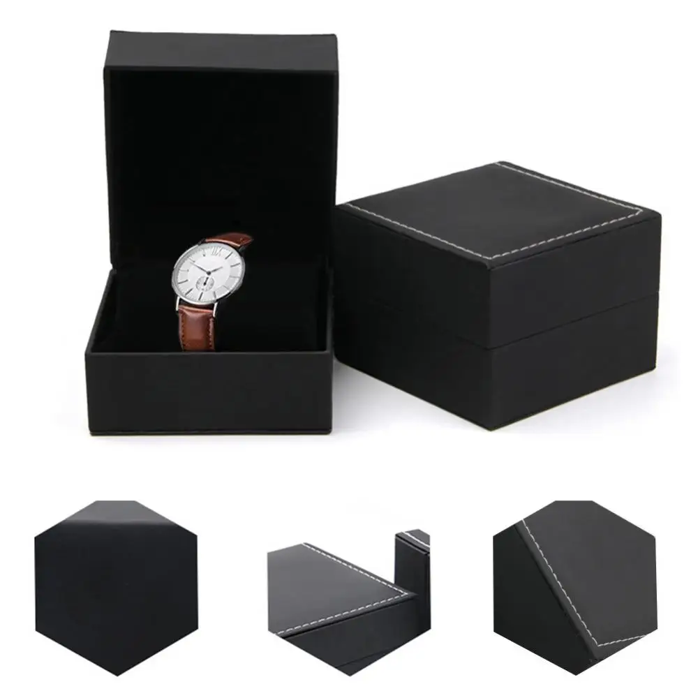 HOT ！！！ Dustproof Faux Leather Watch Storage Box Jewelry Display Case Organizer Gift